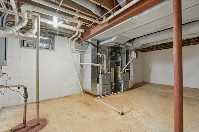 basement with heating unit