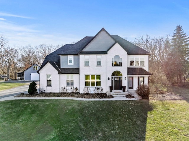 view of front of home with a front yard