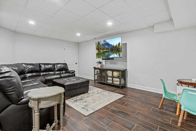 living room featuring dark hardwood / wood-style floors