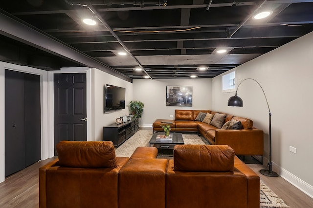 living room featuring wood-type flooring