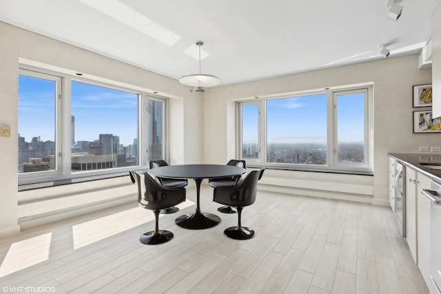 dining area featuring light hardwood / wood-style flooring