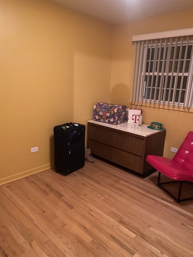 bedroom with light hardwood / wood-style floors