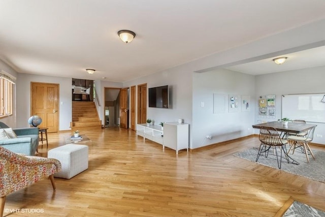 living room with light wood-type flooring