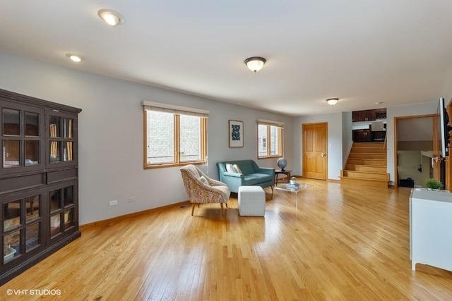 living room featuring light hardwood / wood-style flooring