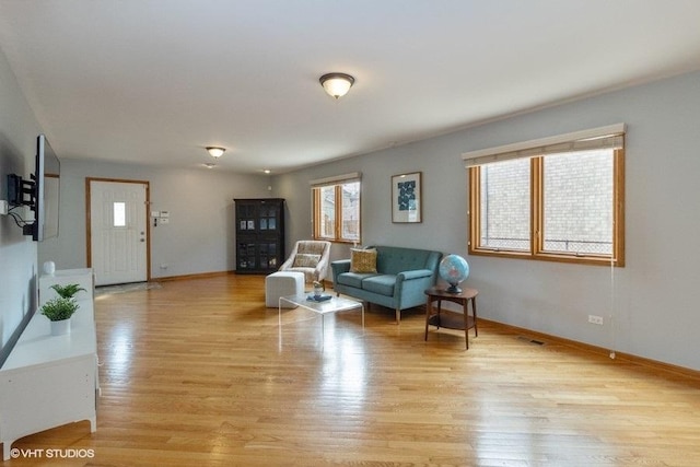 living room featuring light hardwood / wood-style flooring