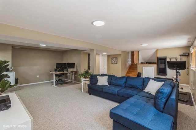 living room with carpet flooring