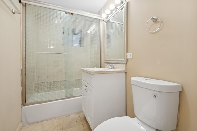 full bathroom with toilet, vanity, and combined bath / shower with glass door