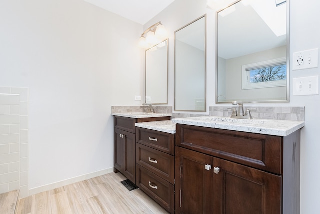 bathroom featuring vanity and wood-type flooring