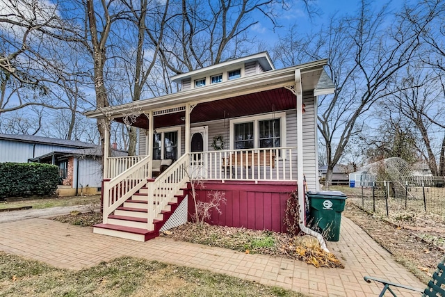 view of front facade featuring covered porch