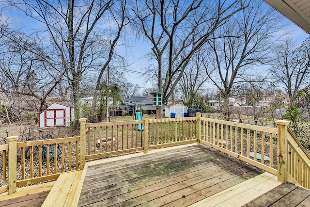 deck with a storage unit