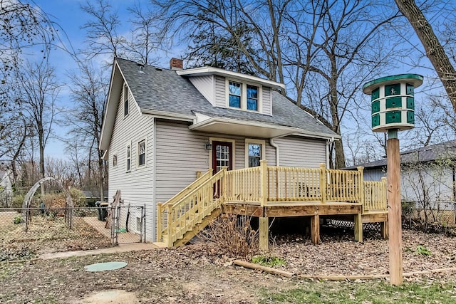 view of front of house with a deck