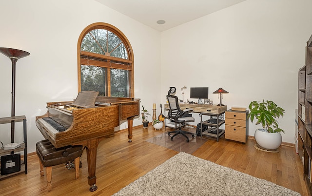 office space with hardwood / wood-style floors