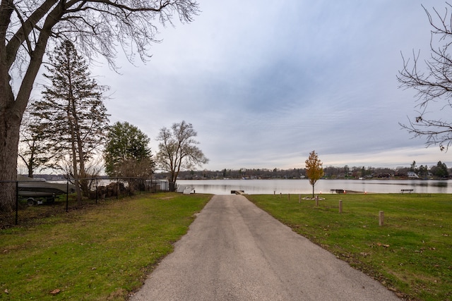 view of road featuring a water view