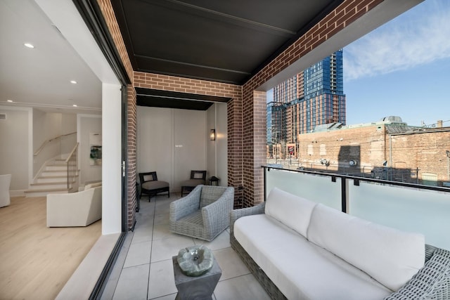 balcony featuring an outdoor living space