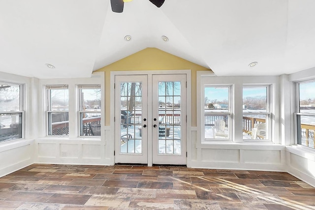 unfurnished sunroom featuring french doors