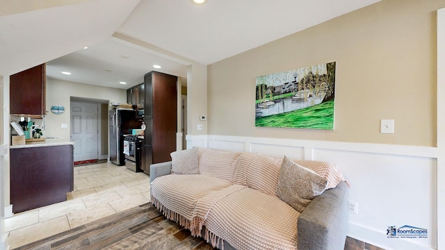 living room with light wood-type flooring