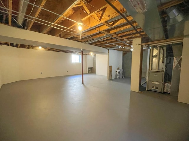 basement with heating unit