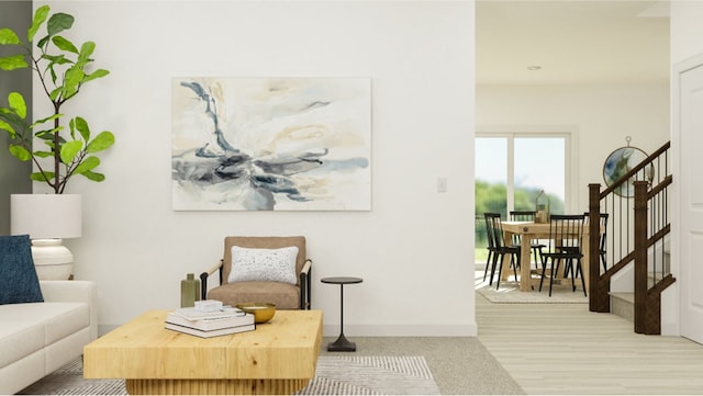 living area featuring light hardwood / wood-style floors