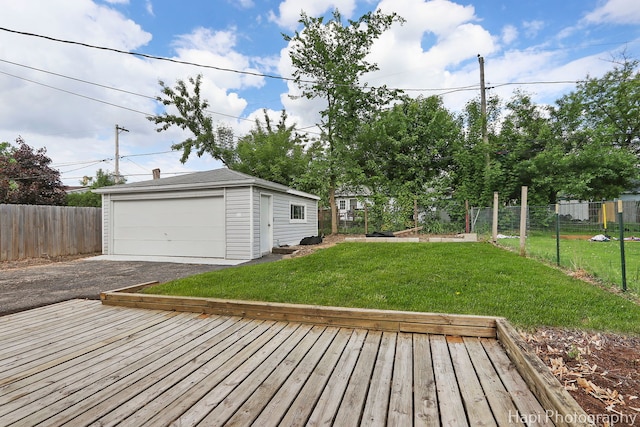 517 Grandview Dr, Round Lake Park, IL 60073 - wooden deck with an outdoor structure and a detached garage