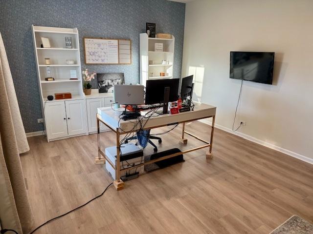 office featuring light hardwood / wood-style floors