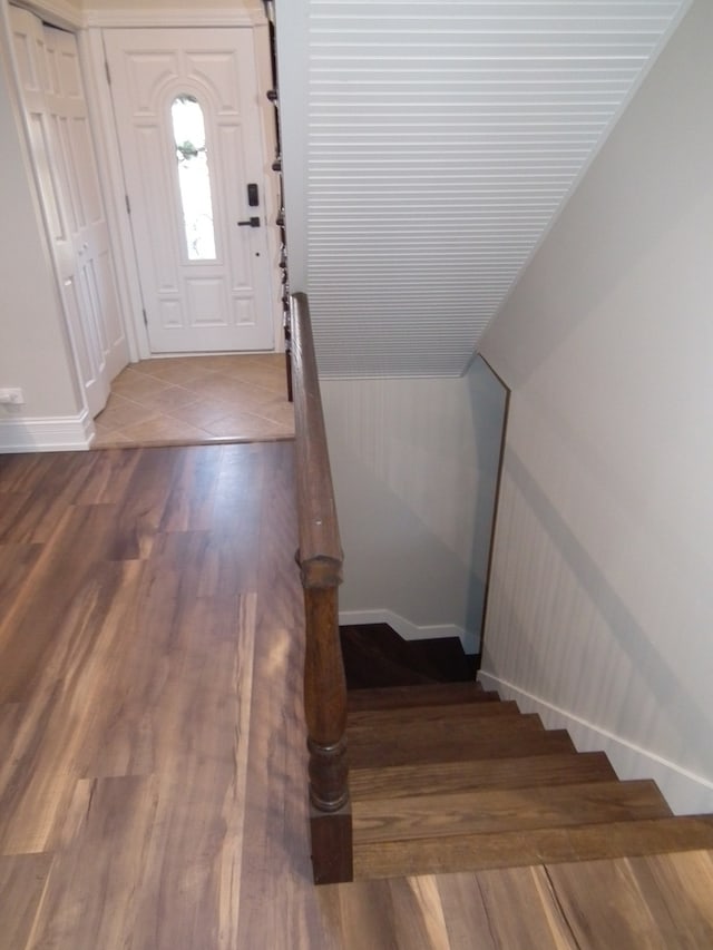 foyer entrance with wood-type flooring