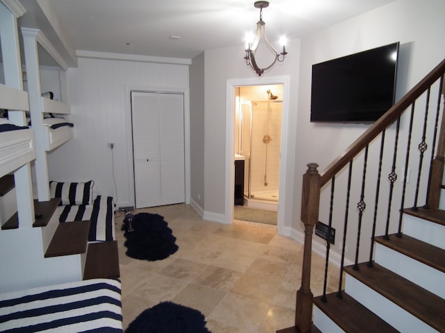 interior space featuring an inviting chandelier