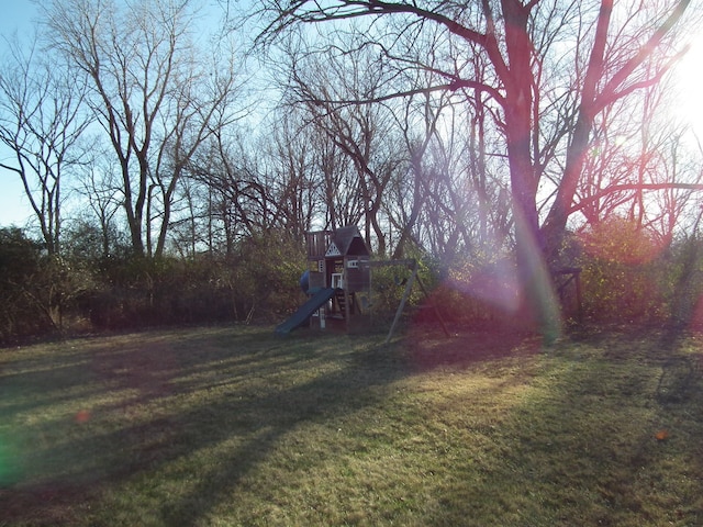 view of yard with a playground