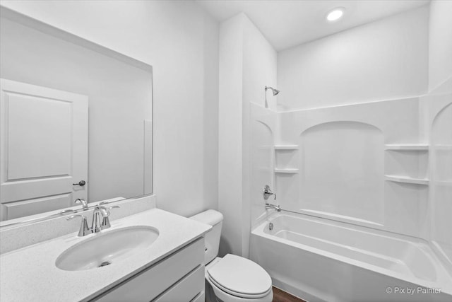 full bathroom featuring vanity, toilet, and shower / bath combination