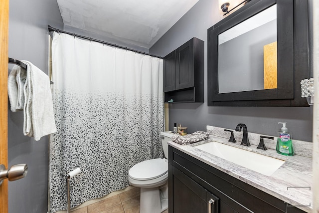 bathroom featuring tile patterned flooring, vanity, and toilet