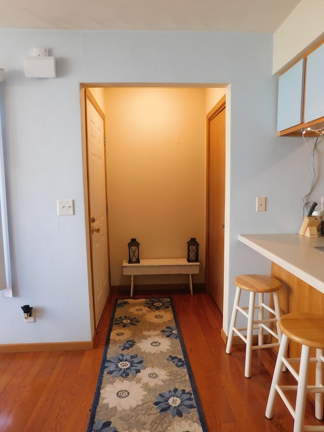 hallway featuring wood-type flooring