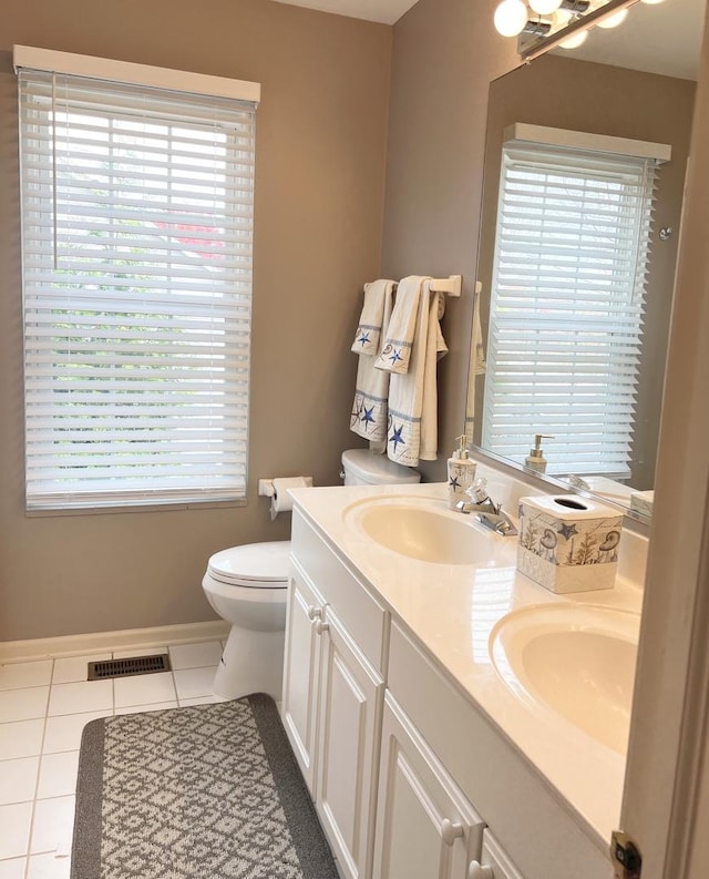 bathroom featuring tile patterned floors, toilet, and vanity