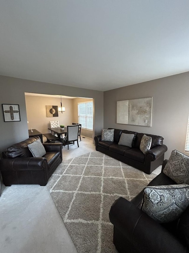 living room featuring carpet flooring