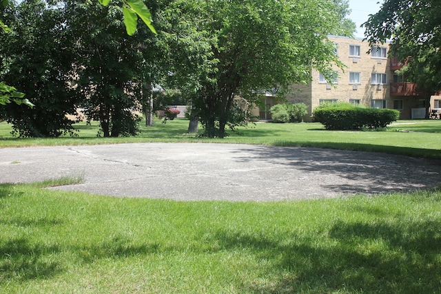 view of property's community with a yard