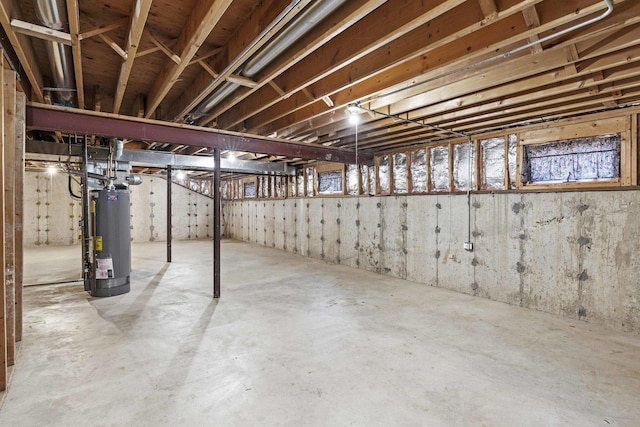 basement with water heater