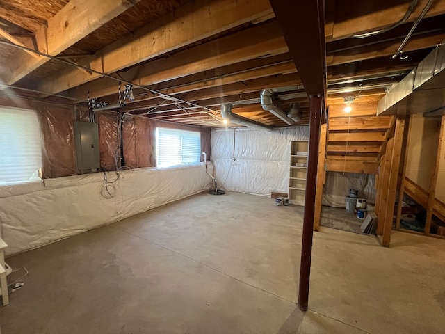 basement with electric panel