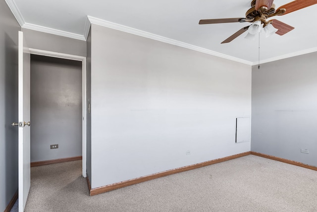 1733 N Larrabee St Unit 0, Chicago, IL 60614 - carpeted spare room featuring crown molding, baseboards, and a ceiling fan