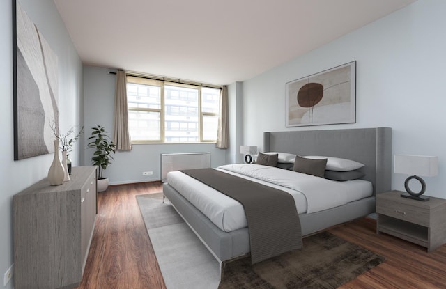 bedroom featuring dark wood-type flooring