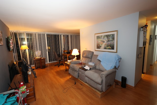 living room with hardwood / wood-style floors