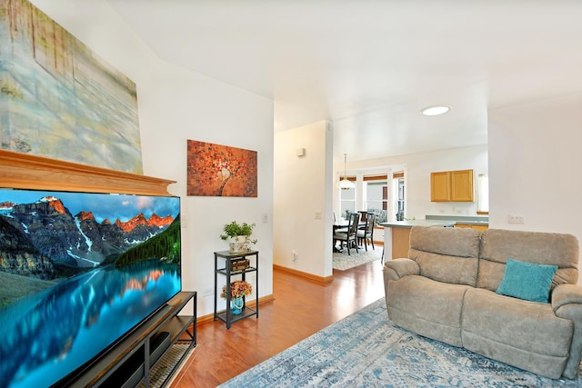 living room with light wood-type flooring