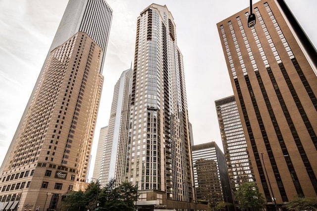 view of building exterior with a city view