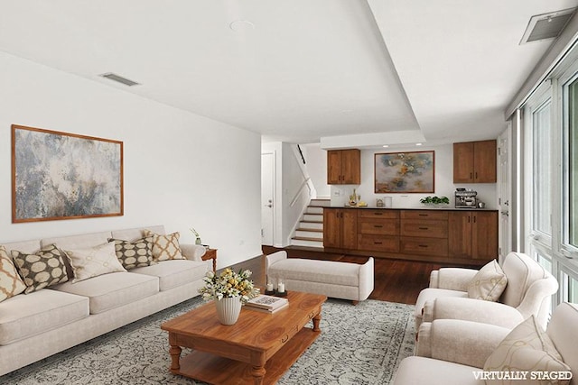 living room featuring light wood-type flooring