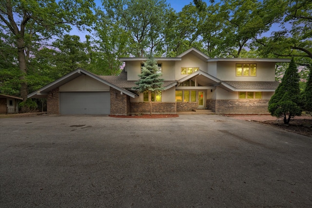 view of front of house with a garage