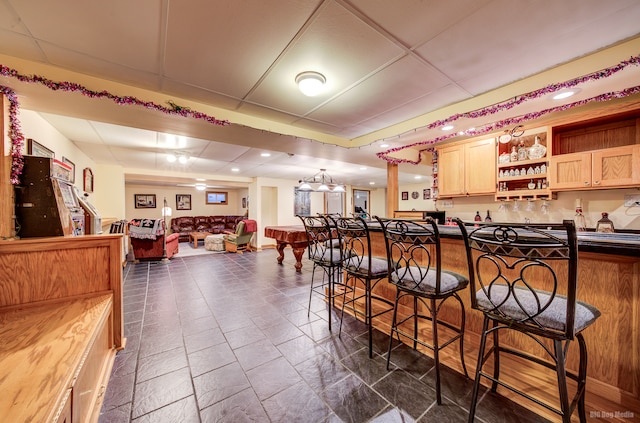 interior space with bar area and pool table