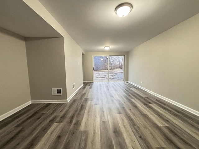 unfurnished living room with dark hardwood / wood-style floors