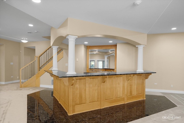 kitchen with light brown cabinets