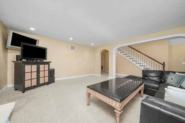 living room with carpet floors