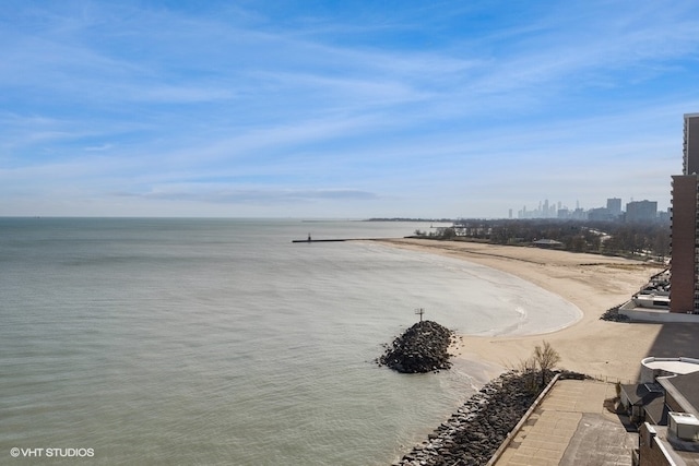 property view of water with a beach view