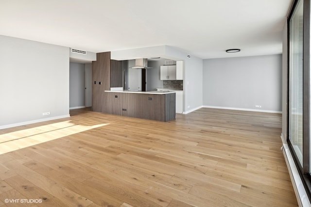 unfurnished living room featuring light hardwood / wood-style floors