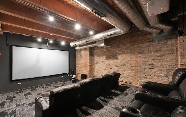 cinema featuring brick wall