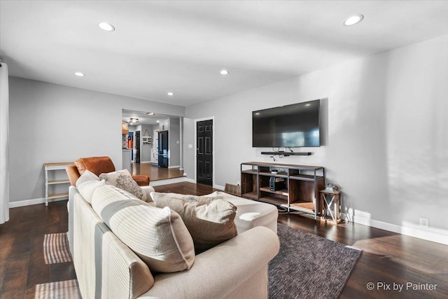 living room with hardwood / wood-style floors